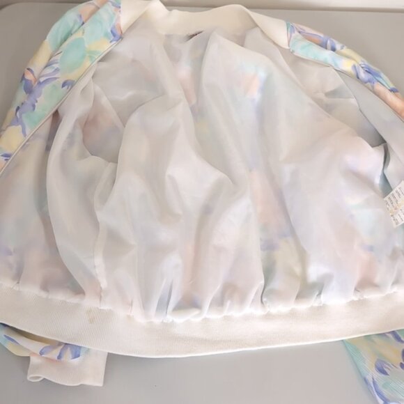 Vintage 90s Alia Floral Bomber Jacket Spring Windbreaker Lightweight Abstract - Picture 10 of 15